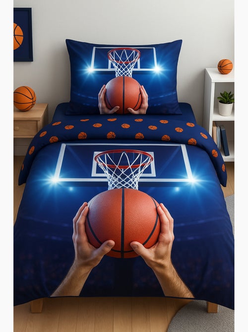 Parure de Lit Enfant Basket Ball, 100% Coton Oeko-Tex, Lit 1 place - Kiabi