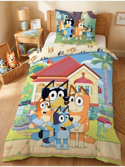 Parure de Lit Enfant Bluey, 100% Coton Oeko-Tex, Lit 1 place, FAMILY - Kiabi
