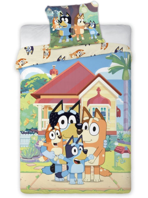 Parure de Lit Enfant Bluey, 100% Coton Oeko-Tex, Lit 1 place, FAMILY - Kiabi
