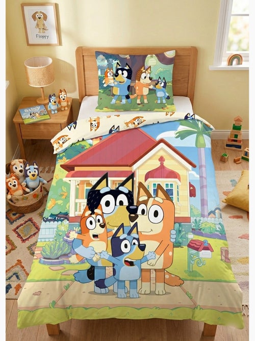 Parure de Lit Enfant Bluey, 100% Coton Oeko-Tex, Lit 1 place, FAMILY - Kiabi
