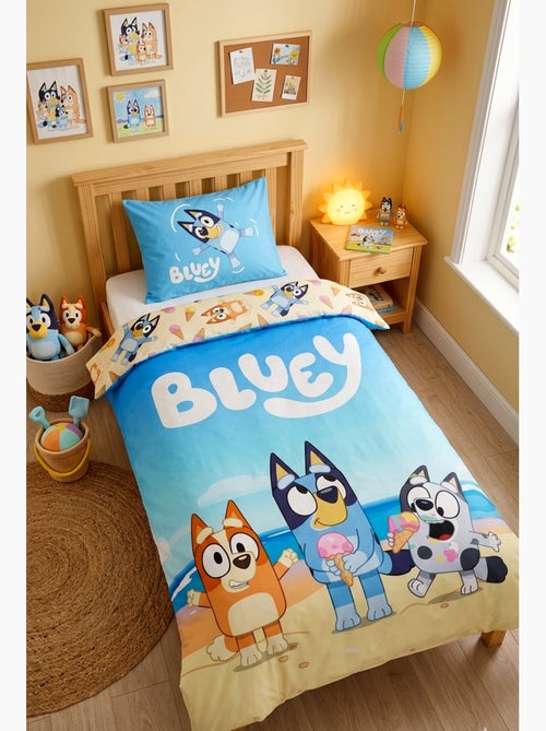 Parure de Lit Enfant Bluey, 100% Coton Oeko-Tex, Lit 1 place, NATATION - Kiabi