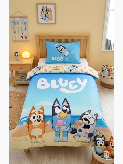 Parure de Lit Enfant Bluey, 100% Coton Oeko-Tex, Lit 1 place, NATATION - Kiabi