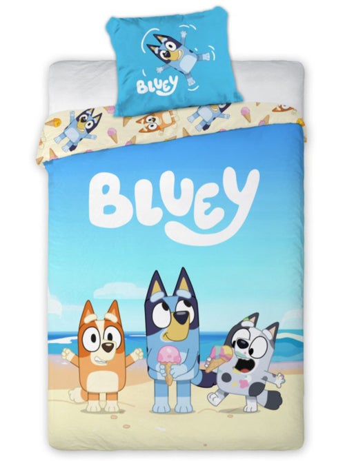 Parure de Lit Enfant Bluey, 100% Coton Oeko-Tex, Lit 1 place, NATATION - Kiabi