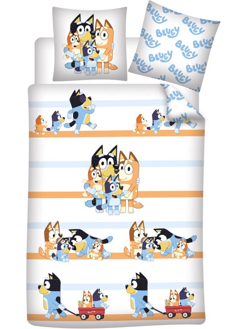 Parure de Lit Enfant Bluey Famille 140x200 cm + Taie 65x65 cm 100% Coton - Kiabi