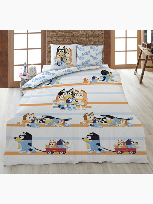 Parure de Lit Enfant Bluey Famille 140x200 cm + Taie 65x65 cm 100% Coton - Kiabi