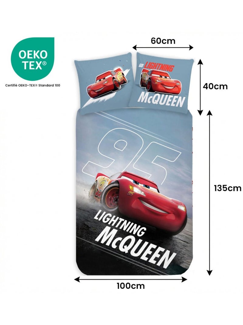 Parure de lit enfant Cars avec Lightning McQueen phosphorescente réversible – 100% coton Bleu Gris - Kiabi