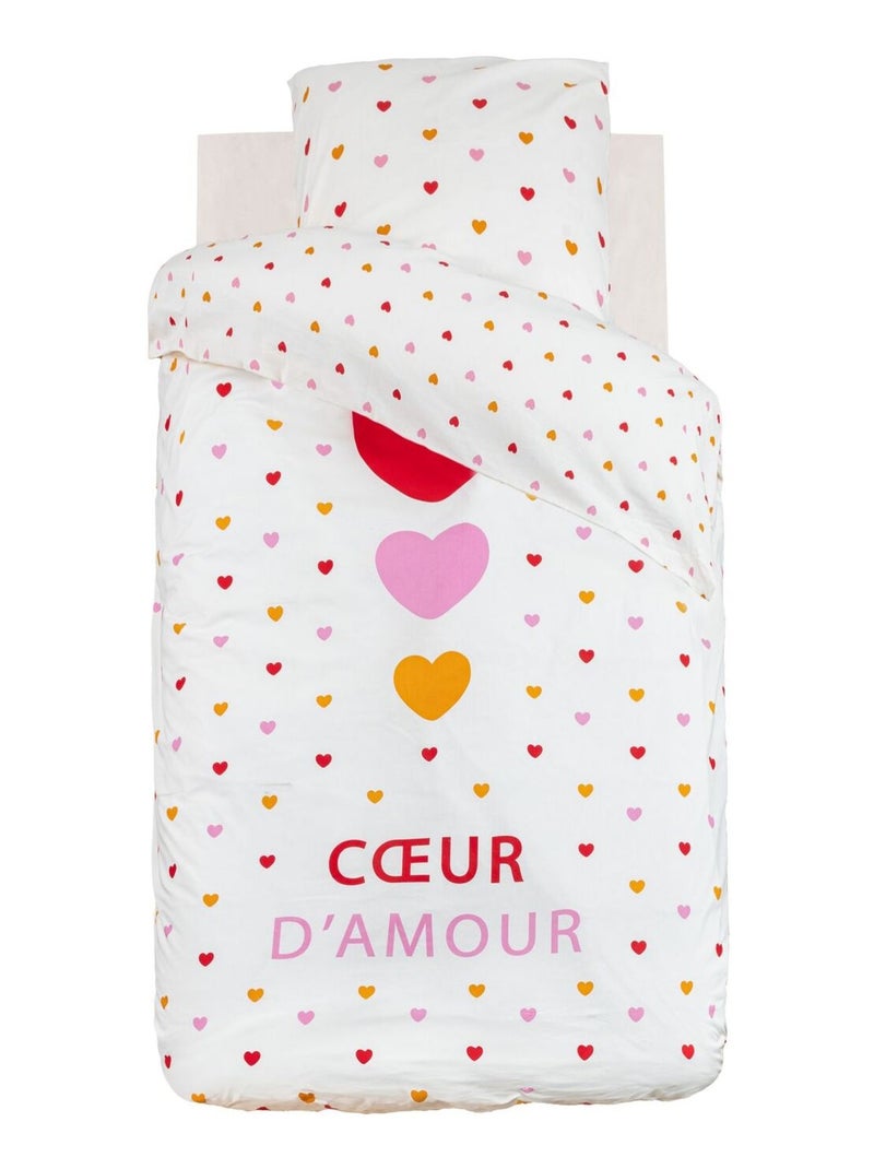 Parure de lit enfant cœur d'amour - 100% coton 57 fils/cm² Beige - Kiabi