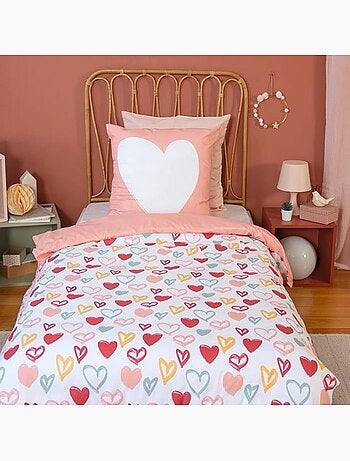 Parure de lit enfant coeurs microfibre 2 pièces