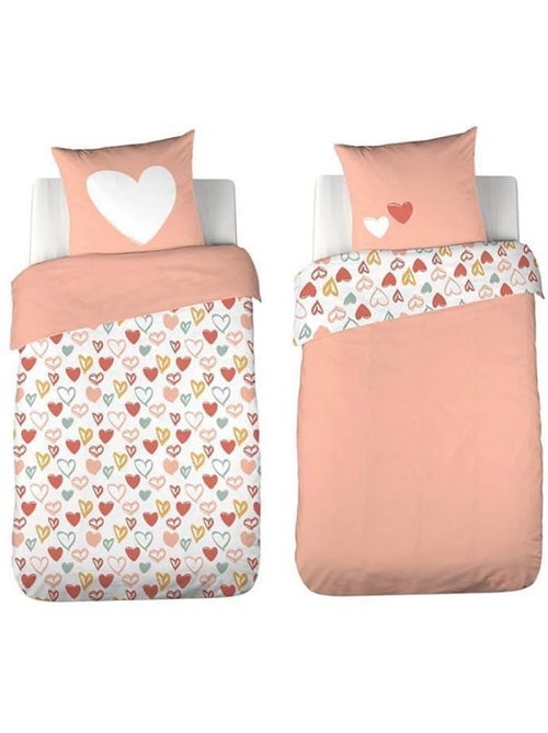 Parure de lit enfant coeurs microfibre 2 pièces - Kiabi