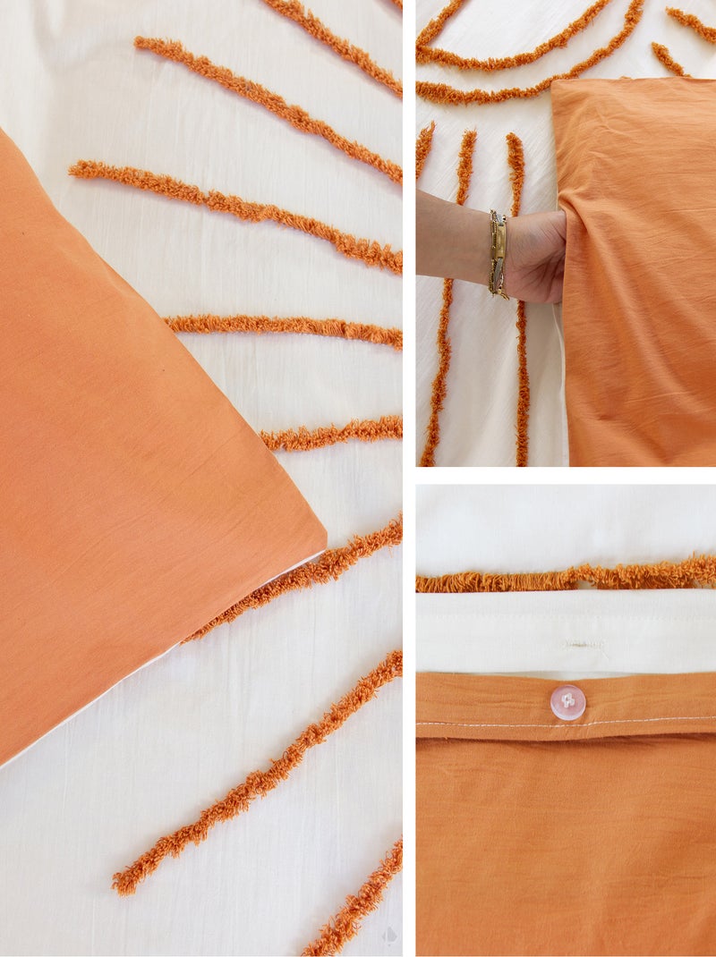 Parure de lit enfant collection SOLEZ en coton tufté Orange - Kiabi