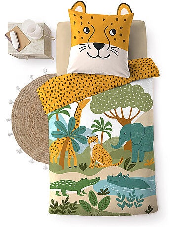 Parure de lit enfant coton 42 fils savana + drap housse