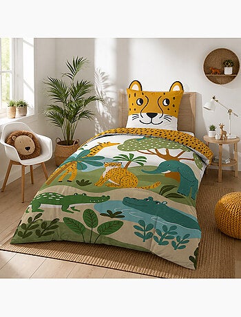 Parure de lit enfant coton 42 fils savana + drap housse