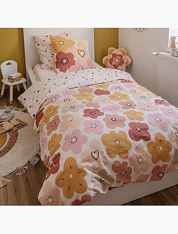 Parure de lit enfant coton à fleurs