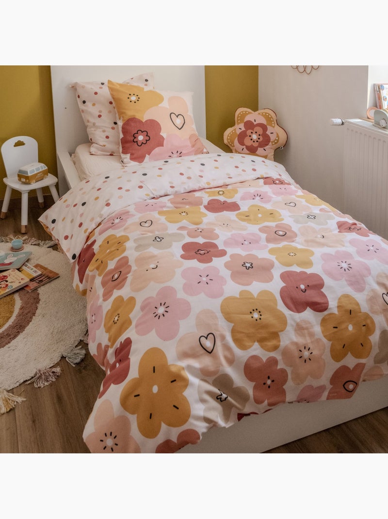 Parure de lit enfant coton à fleurs Rose - Kiabi