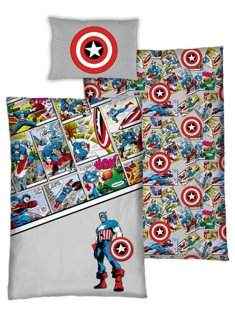 Parure de Lit Enfant Coton Captain America Gris - Kiabi