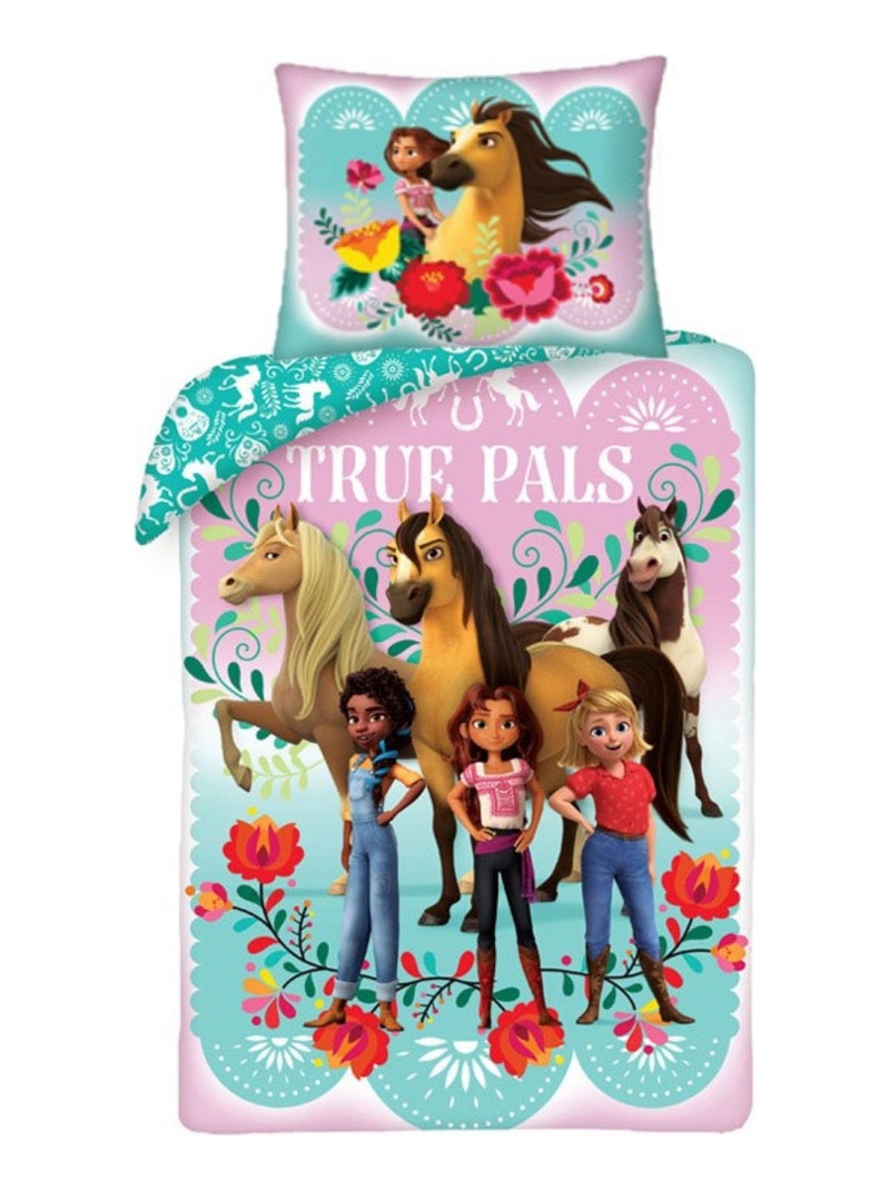 Parure de Lit Enfant Coton Cheval Equitation Rose - Kiabi