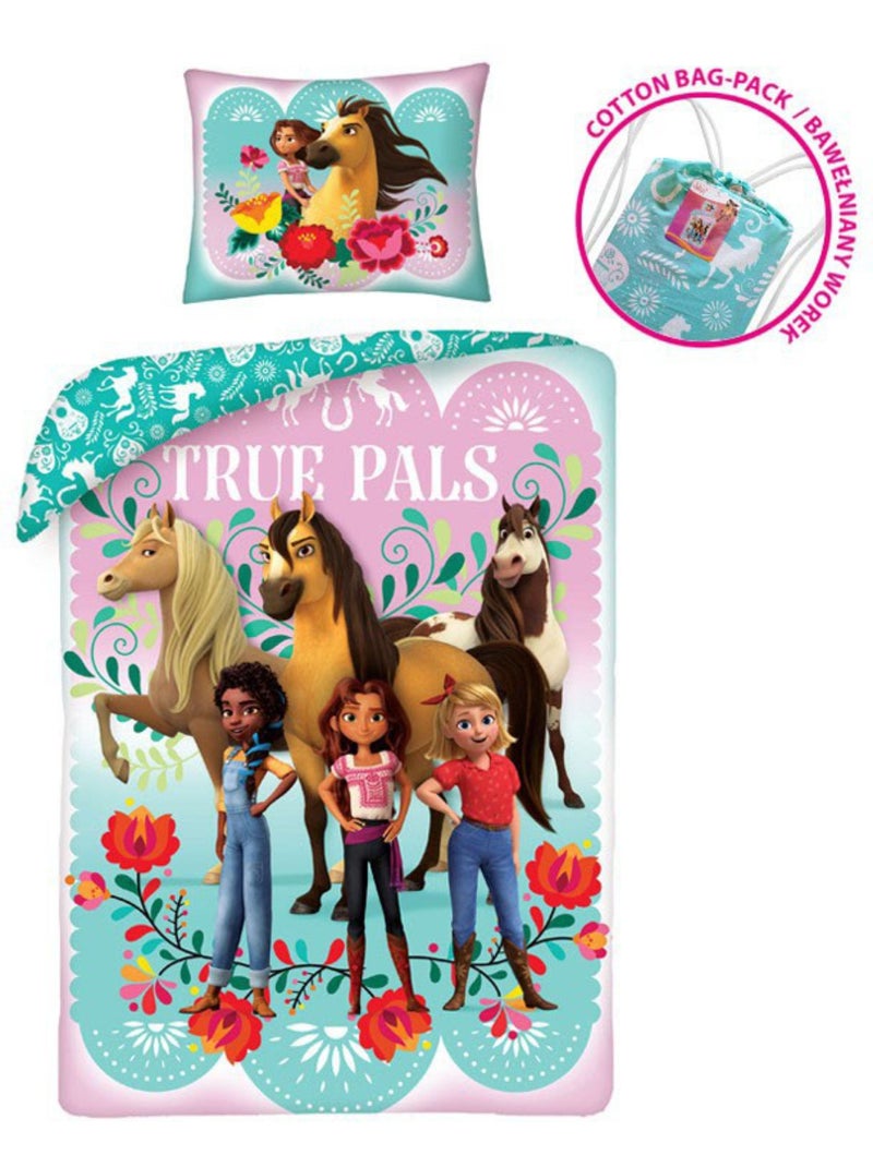 Parure de Lit Enfant Coton Cheval Equitation Rose/Multicolore - Kiabi