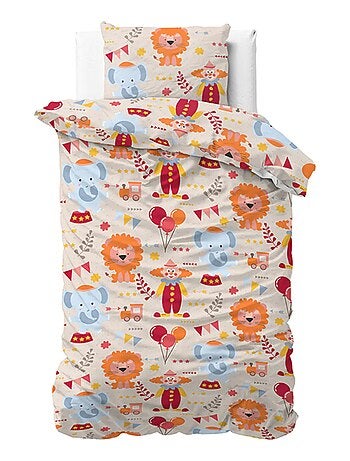 Parure de Lit Enfant Coton Éléphant et Lion