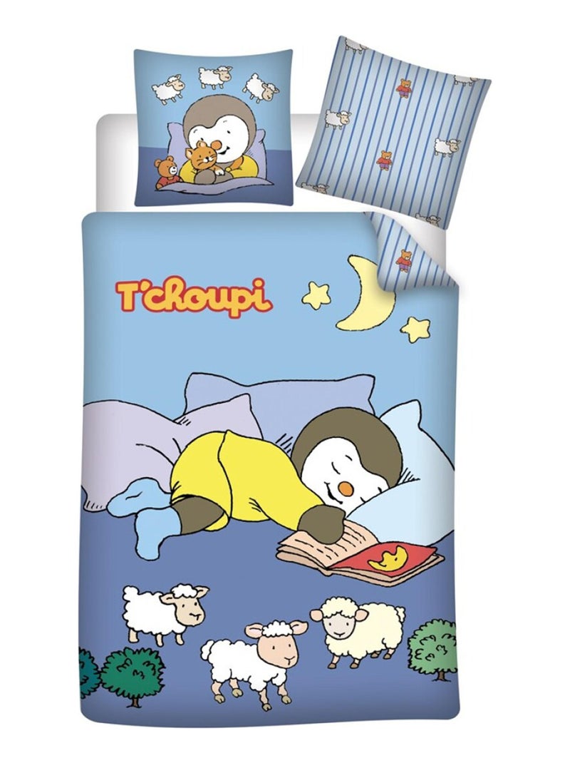 Parure de Lit Enfant Coton Réversible Doudou Bleu - Kiabi