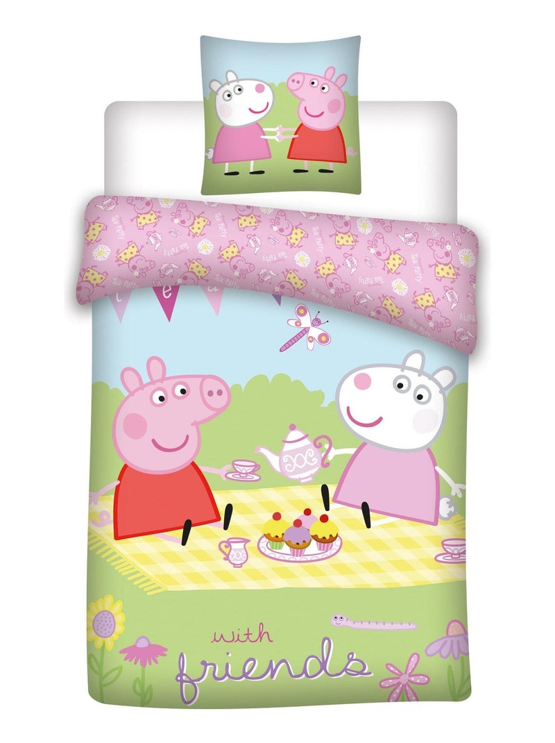 Parure de Lit Enfant Coton Réversible Friends Rose - Kiabi