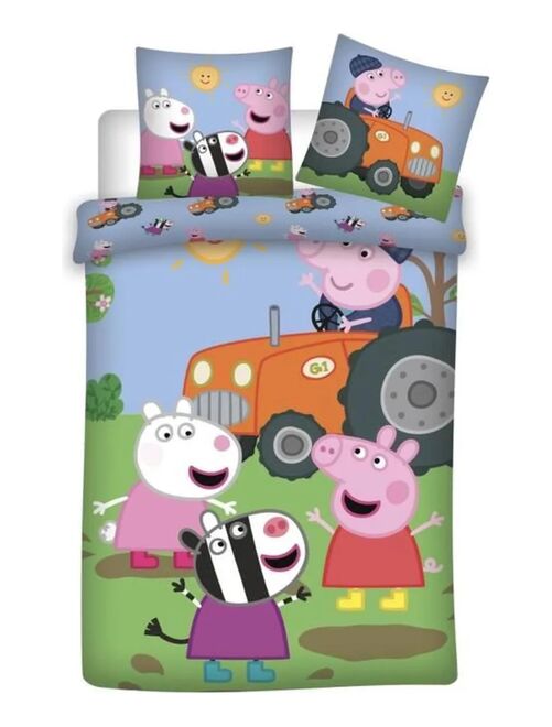 Parure de Lit Enfant Coton Réversible Peppa Pig Tracteur - Kiabi