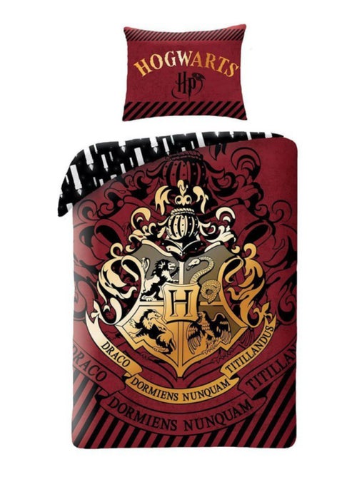 Parure de Lit Enfant Coton Réversible Poudlard - Kiabi