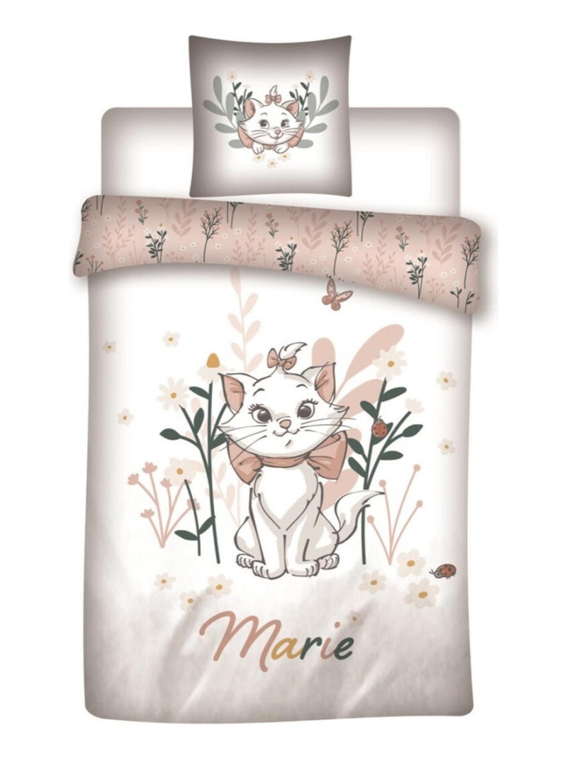Parure de Lit Enfant Coton Réversible Rose Marie Cat Rose - Kiabi
