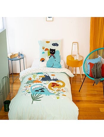 Parure de lit enfant Dinosaures - 100% coton 57 fils/cm²