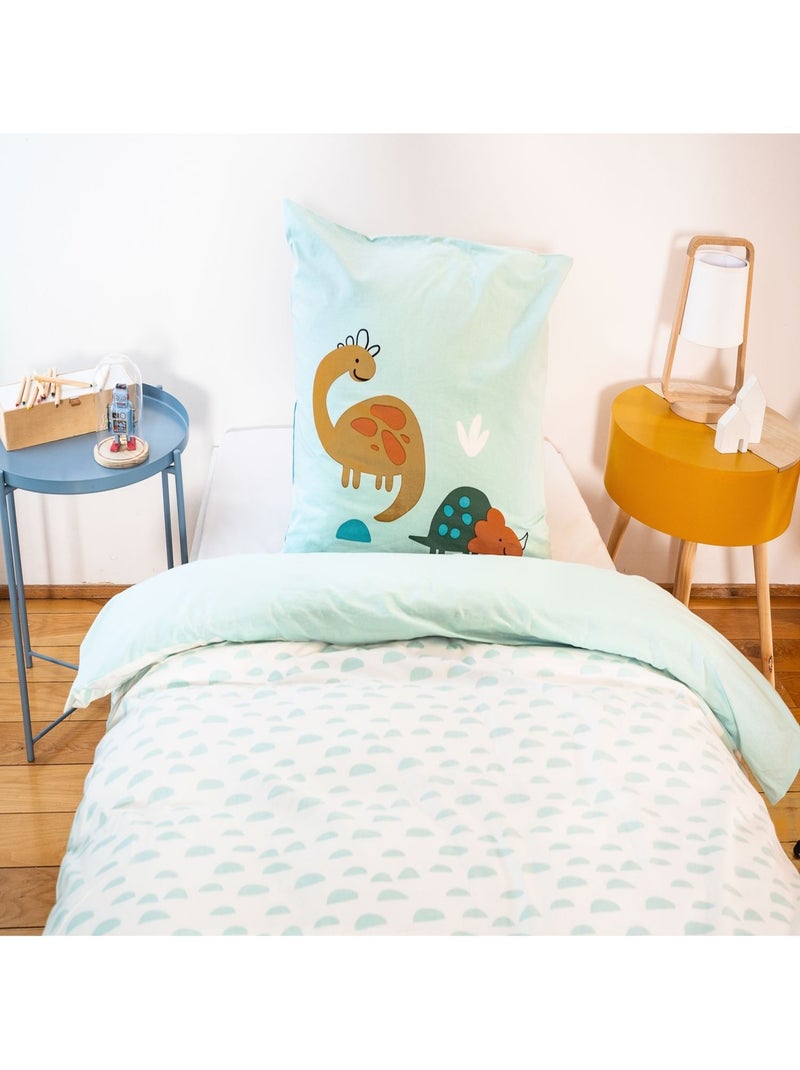Parure de lit enfant Dinosaures - 100% coton 57 fils/cm² Bleu - Kiabi