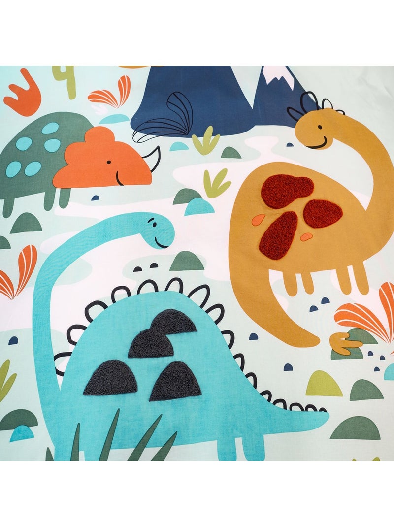 Parure de lit enfant Dinosaures - 100% coton 57 fils/cm² Bleu - Kiabi