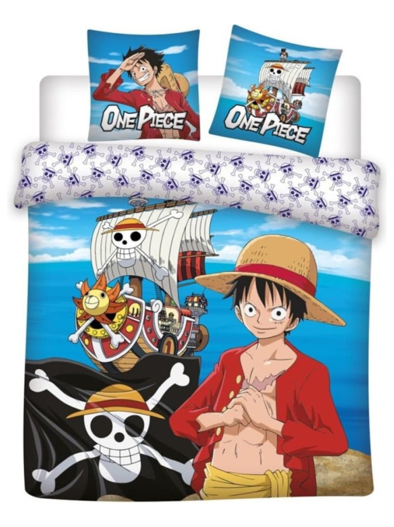 Parure de Lit Enfant double Réversible Bateau Pirate Noir - Kiabi