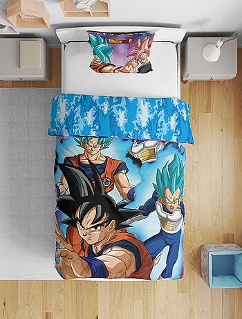Parure de Lit Enfant Dragon Ball Imprimée Réversible Lit 1 Place, GOKU