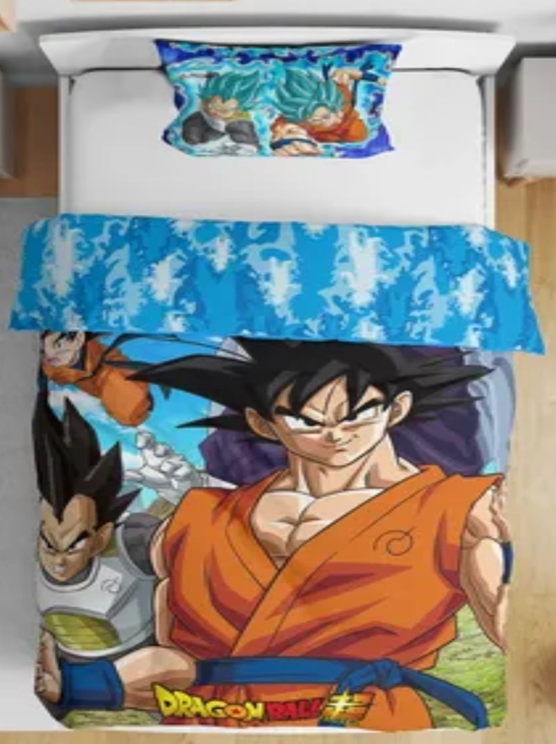 Parure de Lit Enfant Dragon Ball, Microfibre Oeko-Tex, Imprimée Réversible, Lit 1 place, AVENTURE Bleu - Kiabi