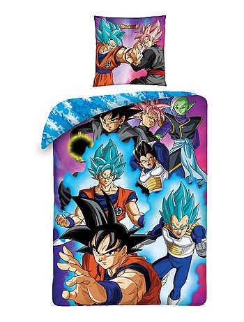 Parure de Lit Enfant Dragon Ball, Microfibre Oeko-Tex, Imprimée Réversible, Lit 1 place, GOKU