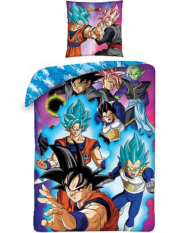 Parure de Lit Enfant Dragon Ball, Microfibre Oeko-Tex, Imprimée Réversible, Lit 1 place, GOKU