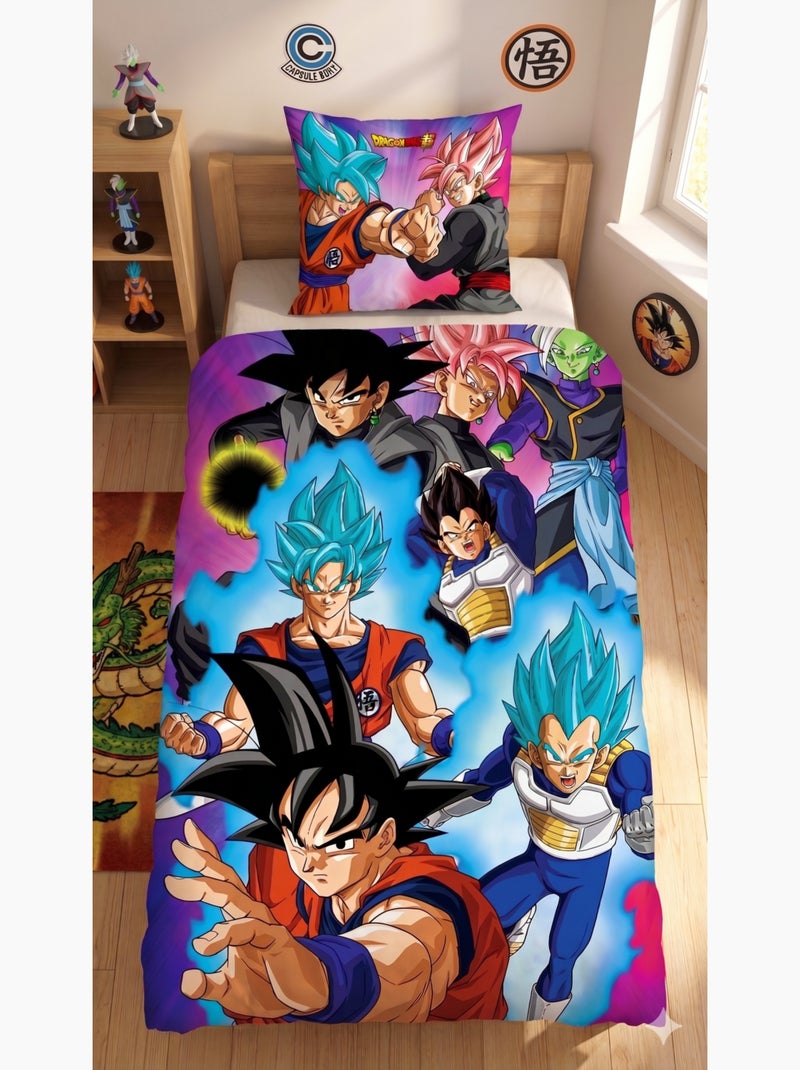 Parure de Lit Enfant Dragon Ball, Microfibre Oeko-Tex, Imprimée Réversible, Lit 1 place, GOKU Bleu - Kiabi