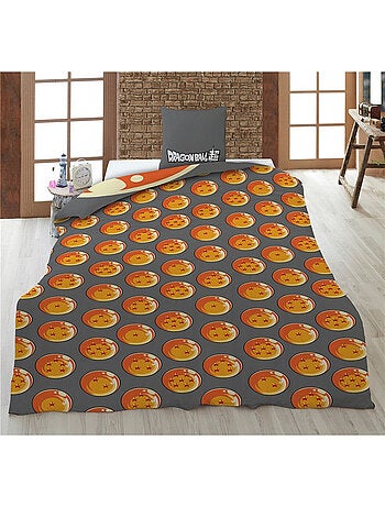 Parure de Lit Enfant Dragon Ball Z Polycoton Imprimée Réversible Lit 1 place, SON GOKU