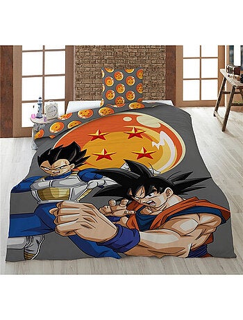 Parure de Lit Enfant Dragon Ball Z Polycoton Imprimée Réversible Lit 1 place, SON GOKU