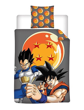 Parure de Lit Enfant Dragon Ball Z Polycoton Imprimée Réversible Lit 1 place, SON GOKU