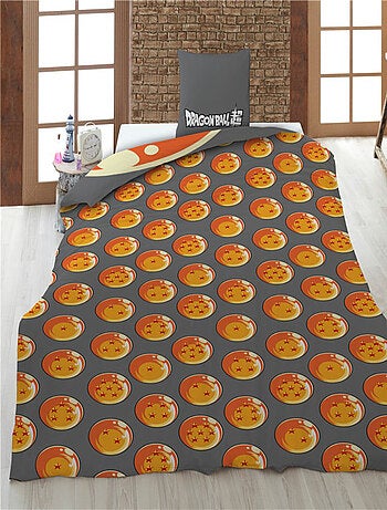 Parure de Lit Enfant Dragon Ball Z Polycoton Imprimée Réversible Lit 1 place, SON GOKU