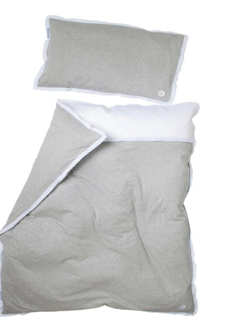 Parure de lit enfant en coton beige avec froufrou 100 x 135 cm Gris - Kiabi