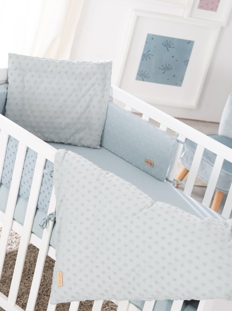 Parure de lit enfant en coton Bio - Housse de couette + taie + drap + tour de lit 'Roba lil planet' Bleu clair - Kiabi