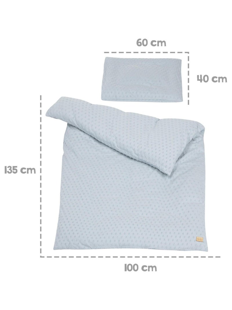 Parure de lit enfant en coton Bio - Housse de couette + taie + drap + tour de lit 'Roba lil planet' Bleu clair - Kiabi