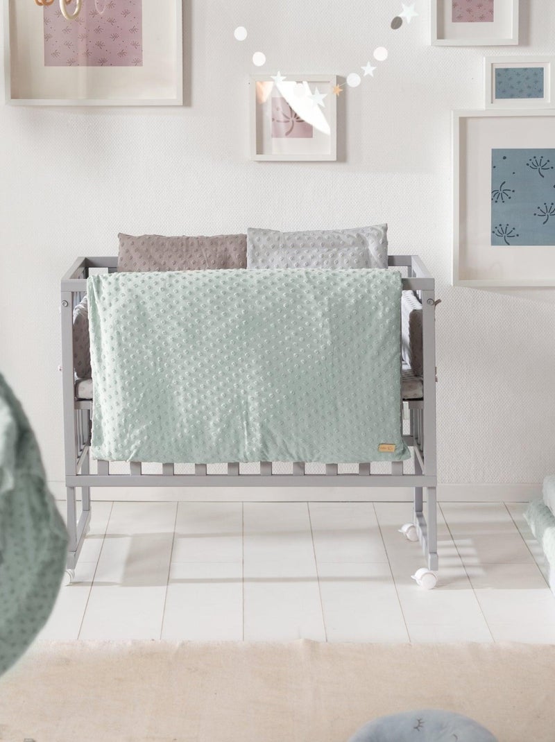 Parure de lit enfant en coton Bio - Housse de couette + taie + drap + tour de lit 'Roba lil planet' Vert d'eau - Kiabi