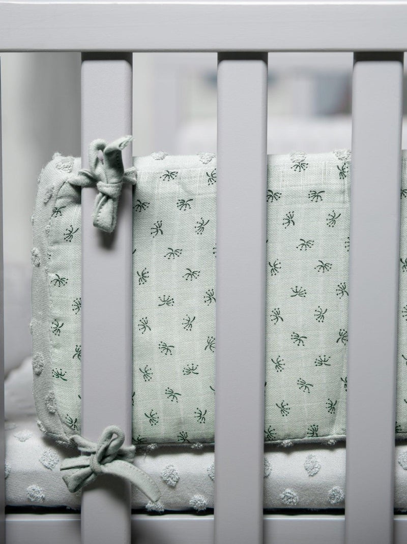 Parure de lit enfant en coton Bio - Housse de couette + taie + drap + tour de lit 'Roba lil planet' Vert d'eau - Kiabi