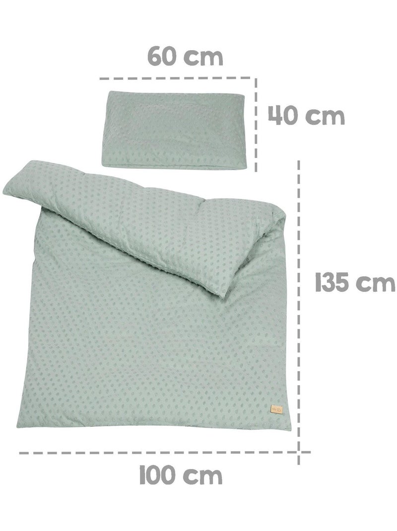 Parure de lit enfant en coton Bio + drap et tour de lit 'Lil Planet' ROBA Vert d'eau - Kiabi
