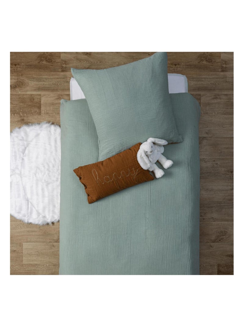 Parure de lit enfant en gaze de coton Bleu céladon - Kiabi