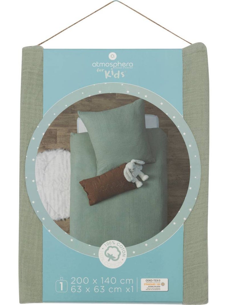 Parure de lit enfant en gaze de coton LILI Vert - Kiabi