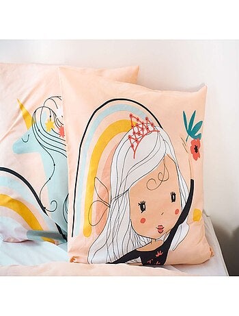Parure de lit enfant en poly coton motif licorne