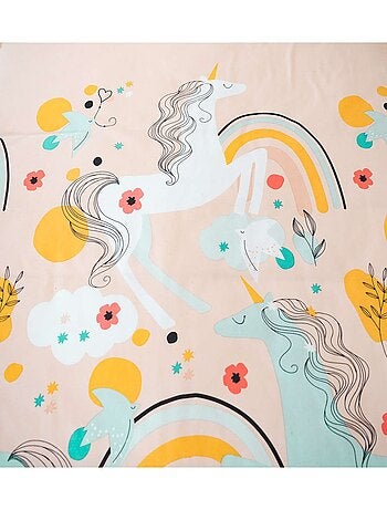 Parure de lit enfant en poly coton motif licorne